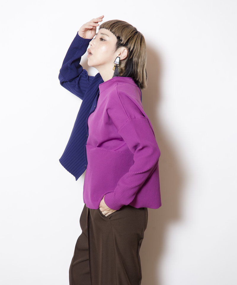  「2WAYバイカラーニットカーディガン」|ニット・セーター|