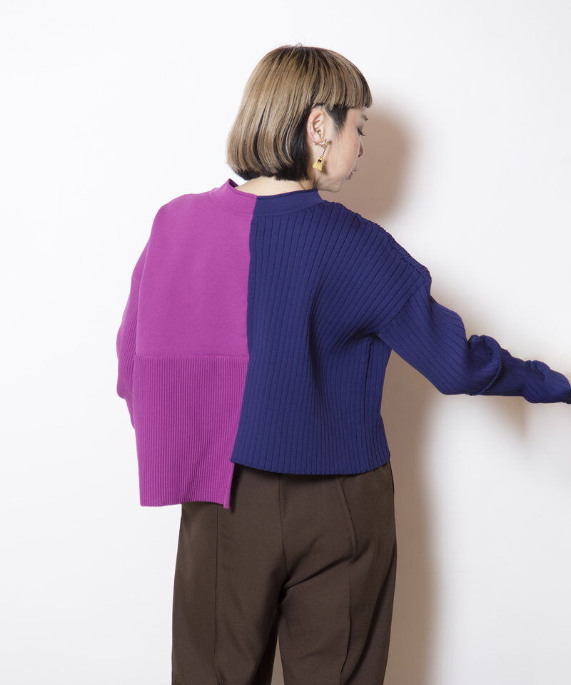 「2WAYバイカラーニットカーディガン」|ニット・セーター|