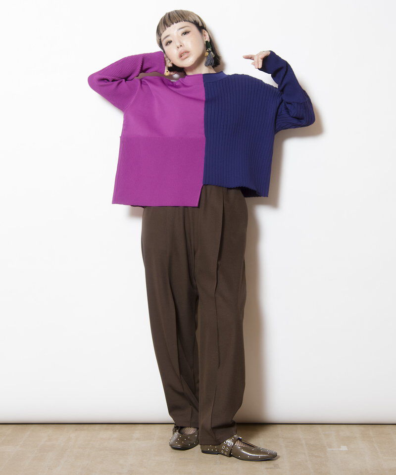  「2WAYバイカラーニットカーディガン」|ニット・セーター|