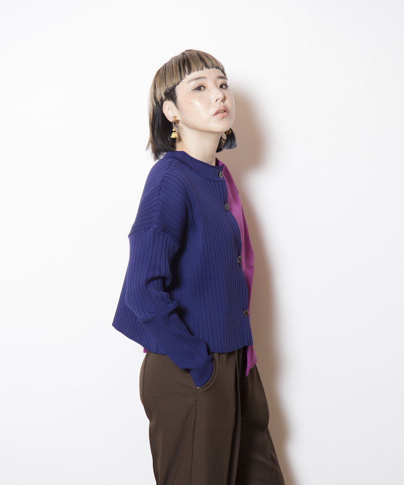 「2WAYバイカラーニットカーディガン」|ニット・セーター|