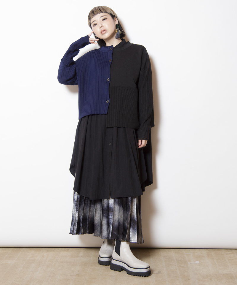  「2WAYバイカラーニットカーディガン」|ニット・セーター|