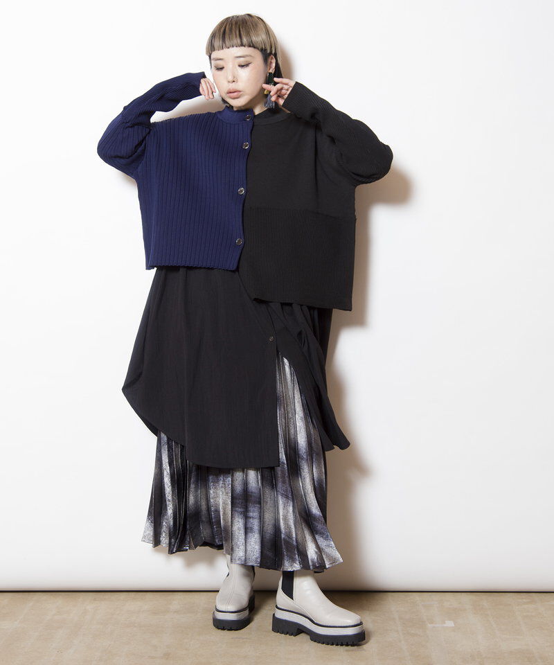  「2WAYバイカラーニットカーディガン」|ニット・セーター|