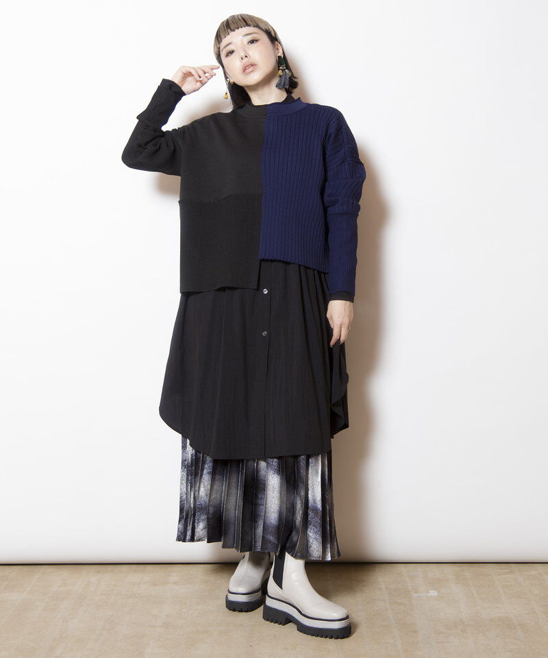  「2WAYバイカラーニットカーディガン」|ニット・セーター|