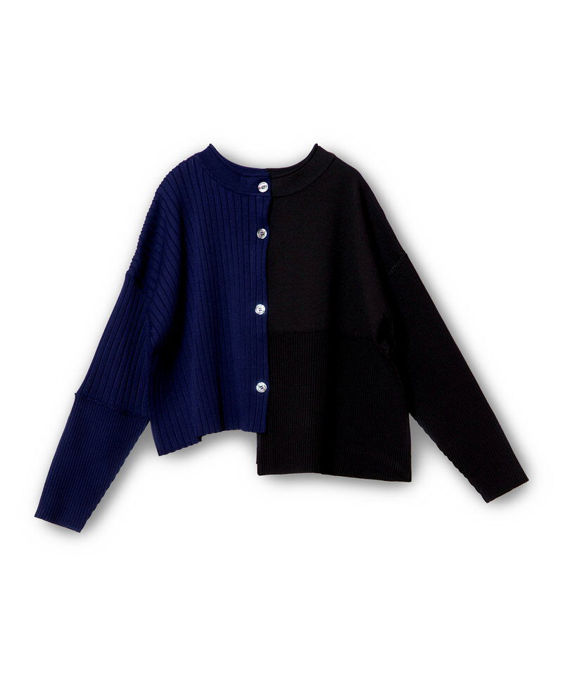  「2WAYバイカラーニットカーディガン」|ニット・セーター|