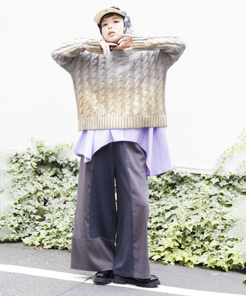  「グラデーションケーブルニットプルオーバー」|ニット・セーター|