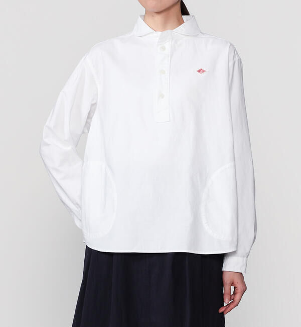 DANTON「DANTON | オックスフォード 丸襟プルオーバーシャツ SOLID WOMEN」|シャツ・ブラウス|WHITE