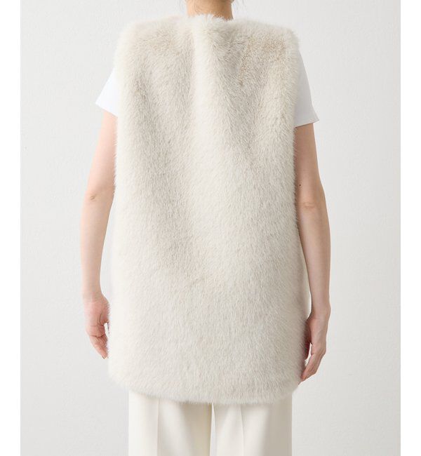 THE PAUSE「【THE PAUSE】フェイクファークルーネックジレ」|ベスト・ジレ|