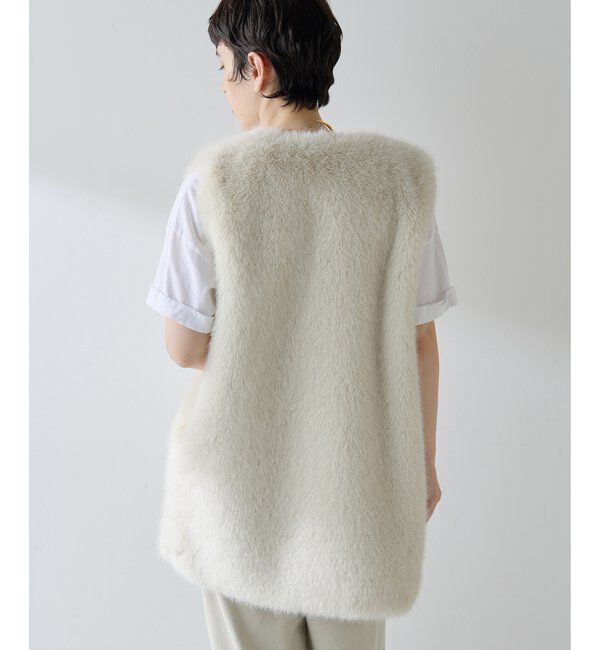 THE PAUSE「【THE PAUSE】フェイクファークルーネックジレ」|ベスト・ジレ|