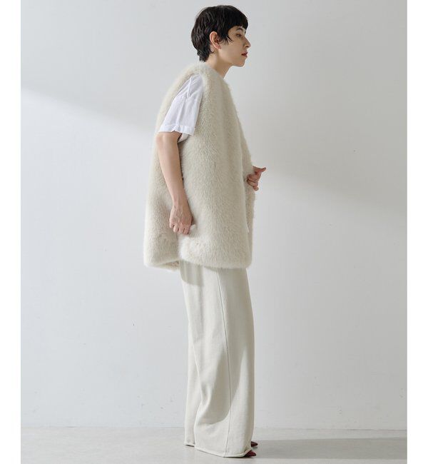 THE PAUSE「【THE PAUSE】フェイクファークルーネックジレ」|ベスト・ジレ|