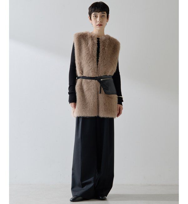 THE PAUSE「【THE PAUSE】フェイクファークルーネックジレ」|ベスト・ジレ|