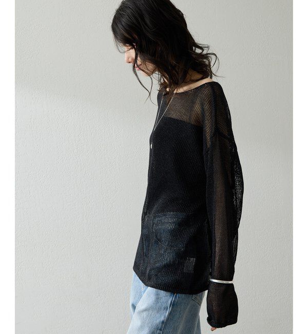  「ボートメッシュニットプルオーバー」|ニット・セーター|