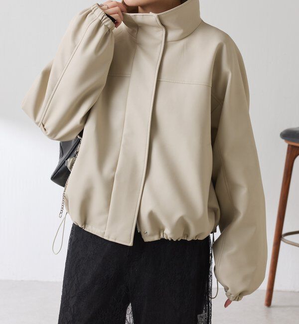  「レザータッチスタンドブルゾン」|ベスト・ジレ|