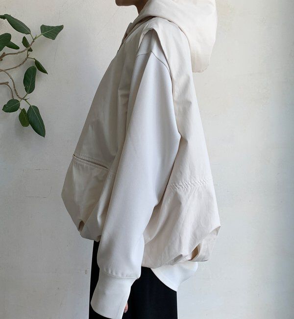  「【WEB限定】裾バルーンフーディーノースリブルゾン」|ベスト・ジレ|