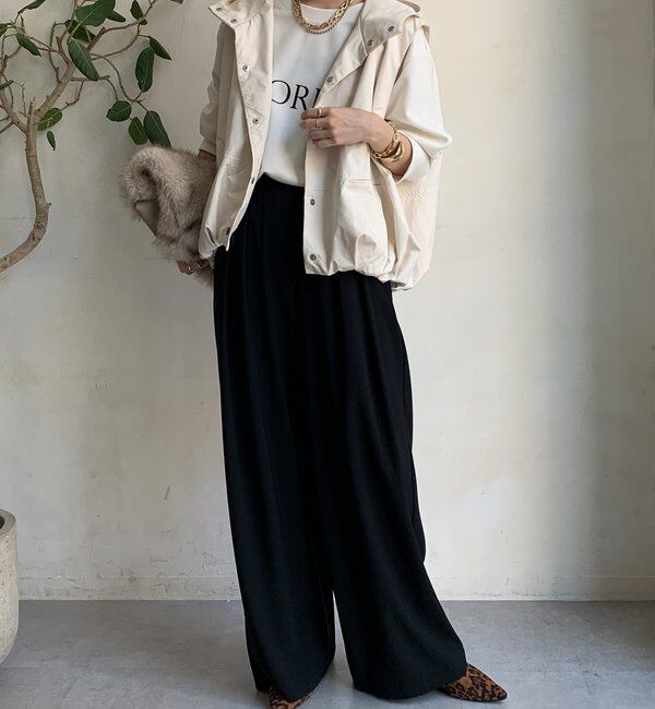  「【WEB限定】裾バルーンフーディーノースリブルゾン」|ベスト・ジレ|