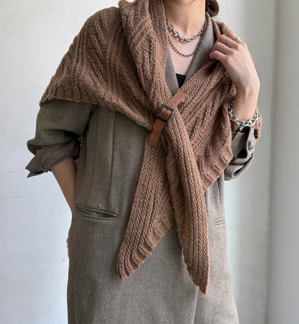  「三角ストール」|マフラー|ブラウン