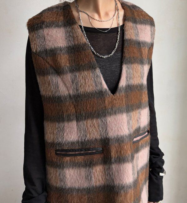  「【WEB限定】チェックシャギーベスト」|ベスト・ジレ|