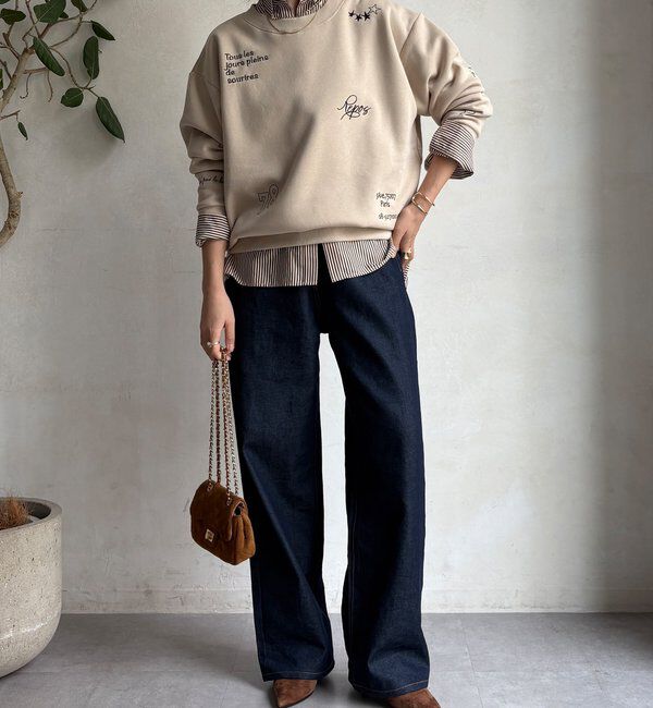  「【WEB限定】裏毛裏起毛ランダム刺繍ロゴトップス」|Tシャツ・カットソー|