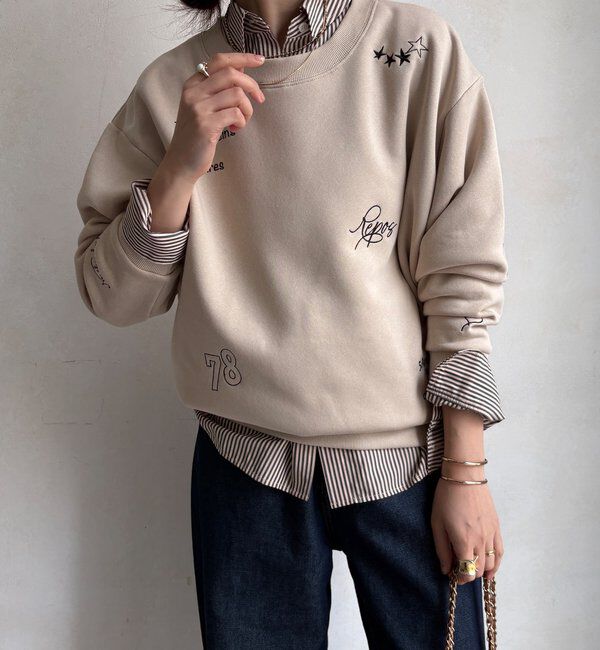  「【WEB限定】裏毛裏起毛ランダム刺繍ロゴトップス」|Tシャツ・カットソー|