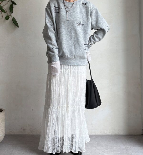  「【WEB限定】裏毛裏起毛ランダム刺繍ロゴトップス」|Tシャツ・カットソー|