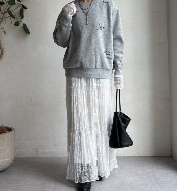  「【WEB限定】裏毛裏起毛ランダム刺繍ロゴトップス」|Tシャツ・カットソー|