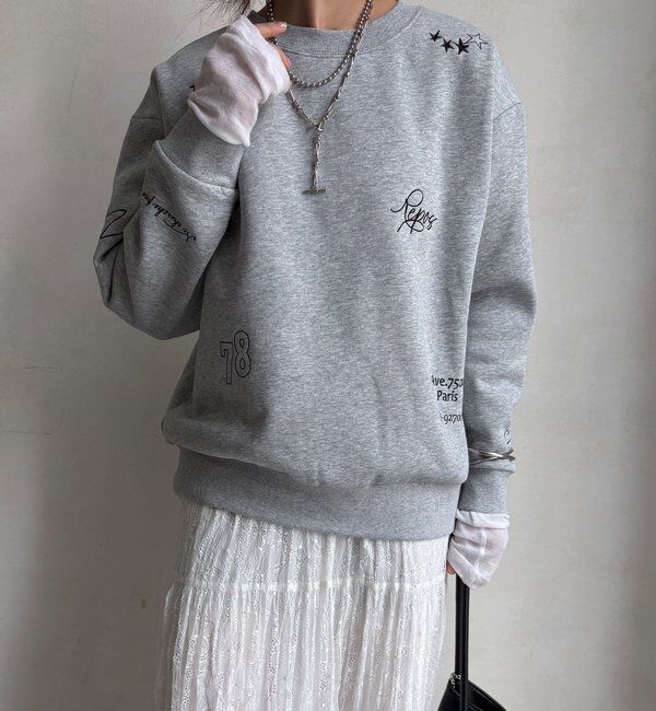  「【WEB限定】裏毛裏起毛ランダム刺繍ロゴトップス」|Tシャツ・カットソー|