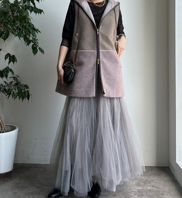  「【WEB限定】ボア切替フーディーベスト」|ベスト・ジレ|