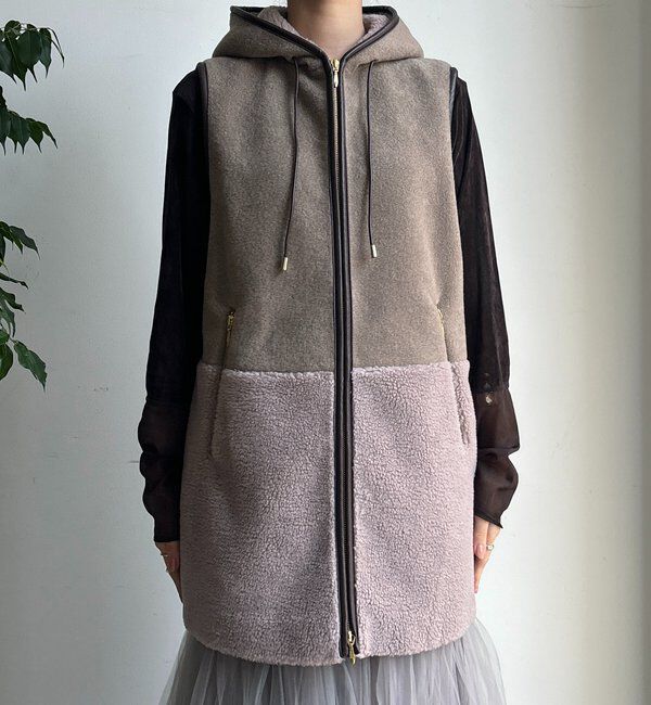  「【WEB限定】ボア切替フーディーベスト」|ベスト・ジレ|