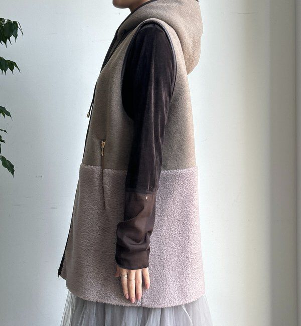  「【WEB限定】ボア切替フーディーベスト」|ベスト・ジレ|