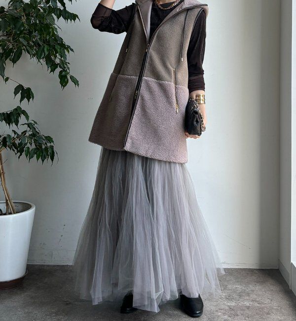  「【WEB限定】ボア切替フーディーベスト」|ベスト・ジレ|