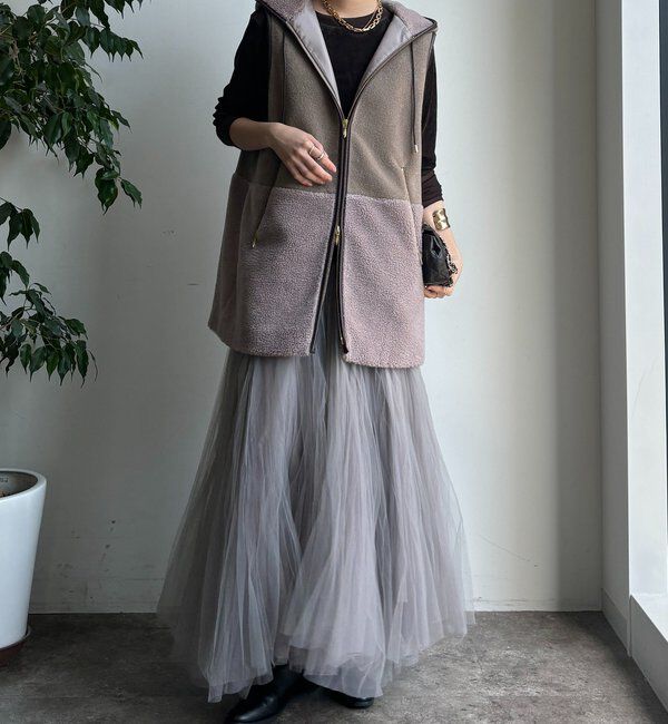  「【WEB限定】ボア切替フーディーベスト」|ベスト・ジレ|