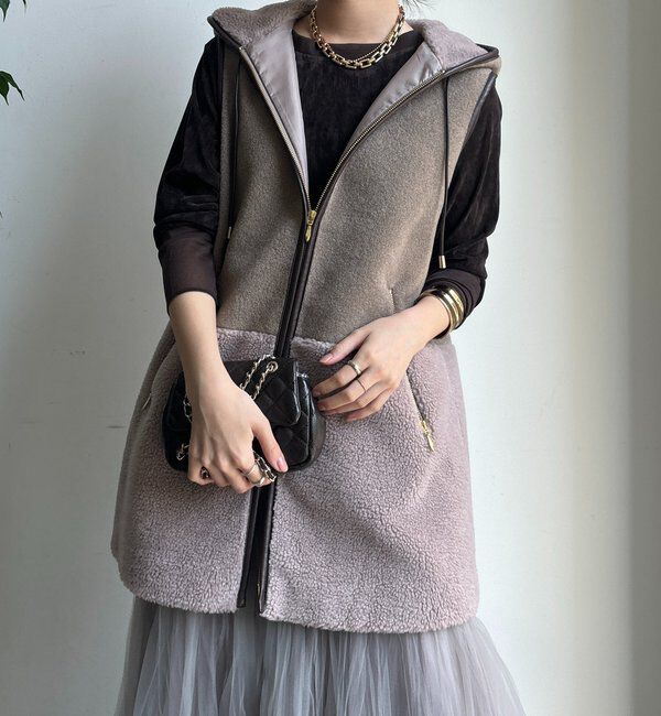  「【WEB限定】ボア切替フーディーベスト」|ベスト・ジレ|