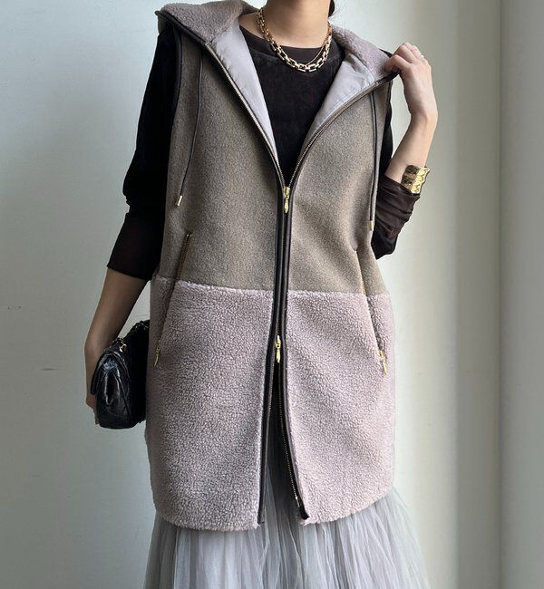  「【WEB限定】ボア切替フーディーベスト」|ベスト・ジレ|