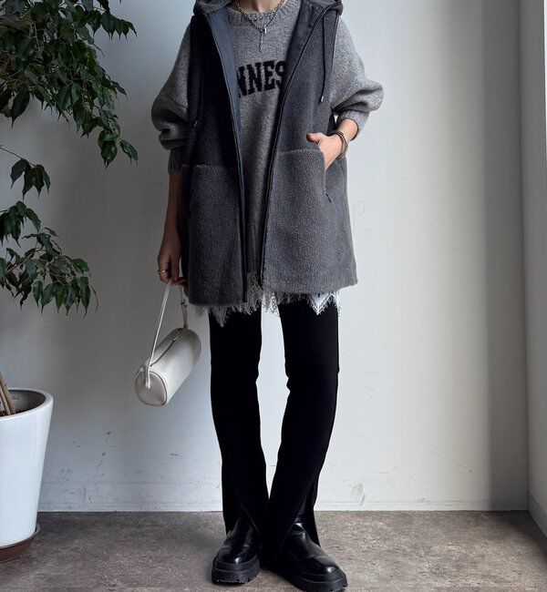  「【WEB限定】ボア切替フーディーベスト」|ベスト・ジレ|