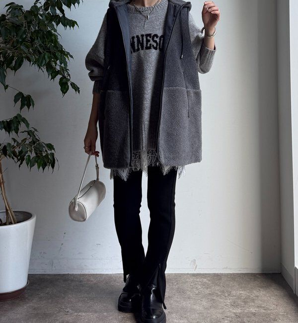  「【WEB限定】ボア切替フーディーベスト」|ベスト・ジレ|