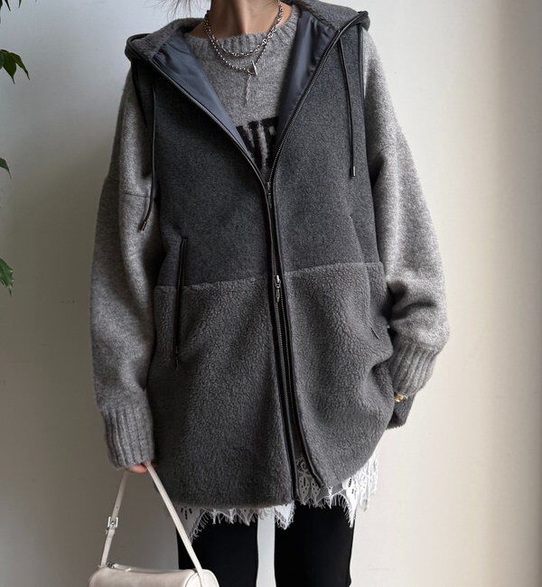  「【WEB限定】ボア切替フーディーベスト」|ベスト・ジレ|