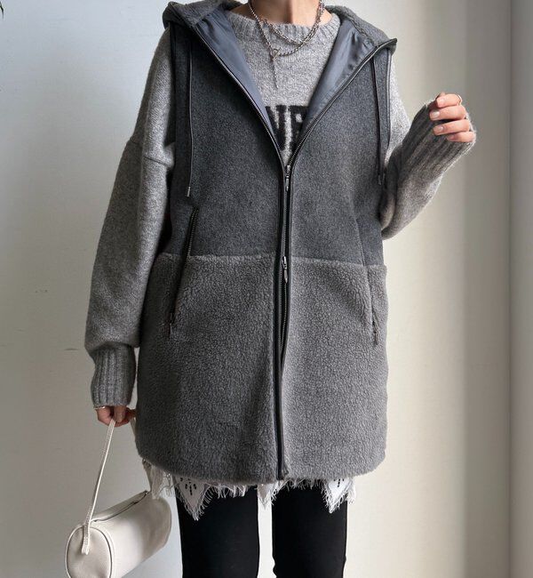  「【WEB限定】ボア切替フーディーベスト」|ベスト・ジレ|