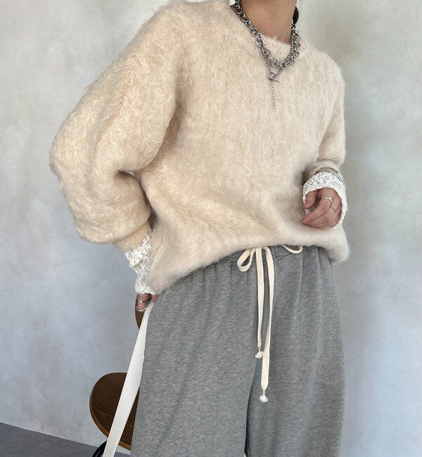 「【WEB限定】ロングシャギープルオーバー」|ニット・セーター|ベージュ