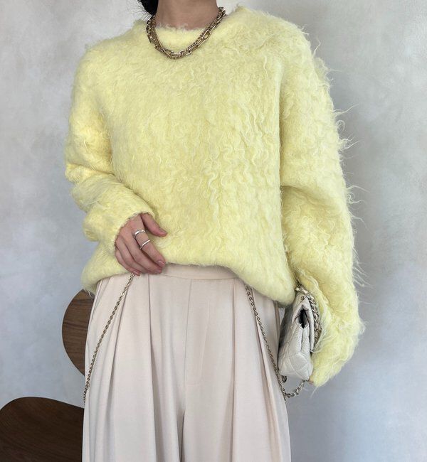  「【WEB限定】ロングシャギープルオーバー」|ニット・セーター|イエロー