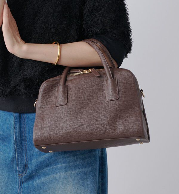  「【キレイめにもカジュアルにも】レザーボストン」|トートバッグ|ダークブラウン