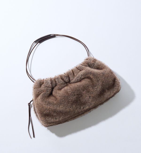  「【シーズンムードを高める】フェイクファードローストリングバッグ」|クラッチバッグ|