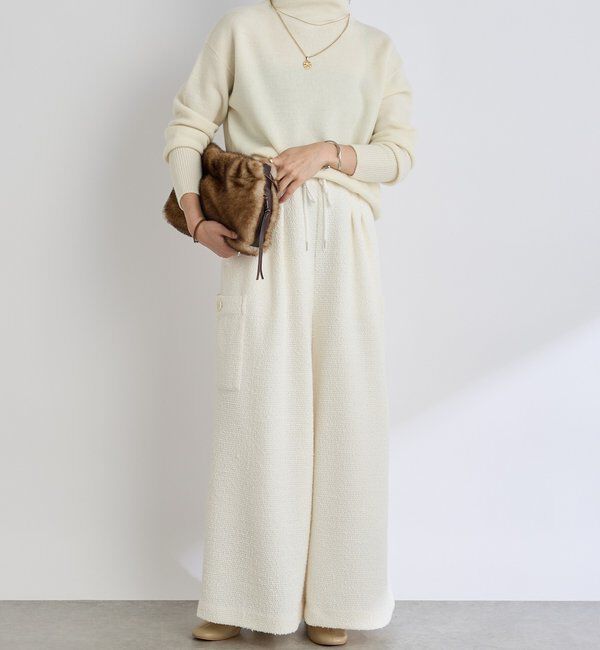  「【シーズンムードを高める】フェイクファードローストリングバッグ」|クラッチバッグ|