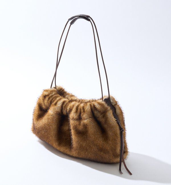  「【シーズンムードを高める】フェイクファードローストリングバッグ」|クラッチバッグ|