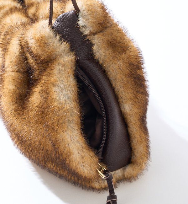  「【シーズンムードを高める】フェイクファードローストリングバッグ」|クラッチバッグ|