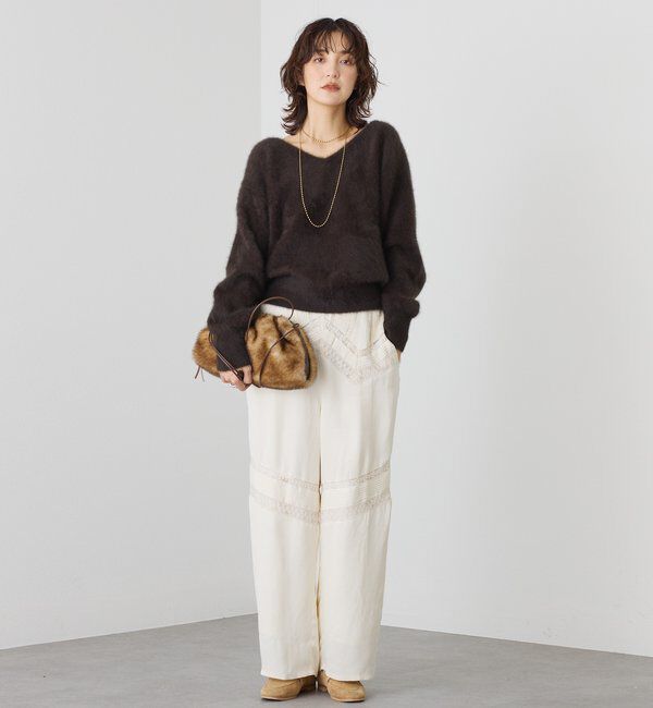  「【シーズンムードを高める】フェイクファードローストリングバッグ」|クラッチバッグ|