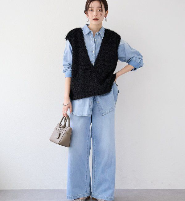  「【RIMH（リムエイチ）】ショルダーパッドロングシャツ」|シャツ・ブラウス|