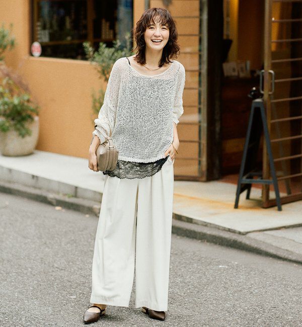  「予約【抜け感】テープヤーンボートネックニット」|ニット・セーター|