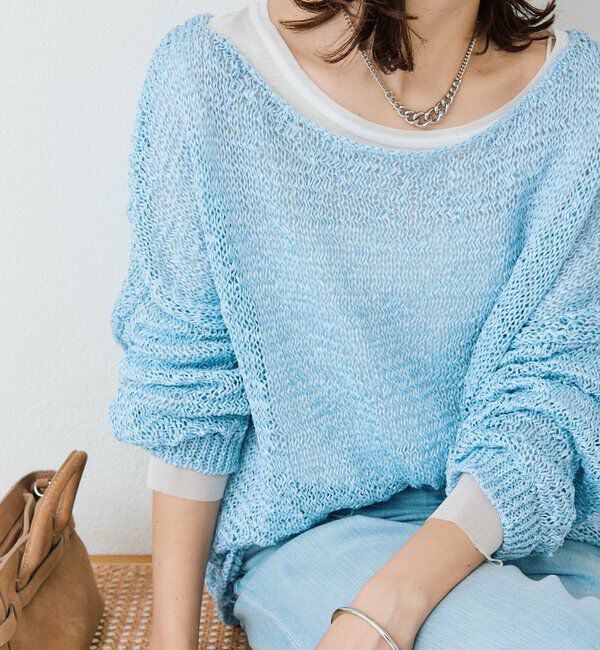  「予約【抜け感】テープヤーンボートネックニット」|ニット・セーター|