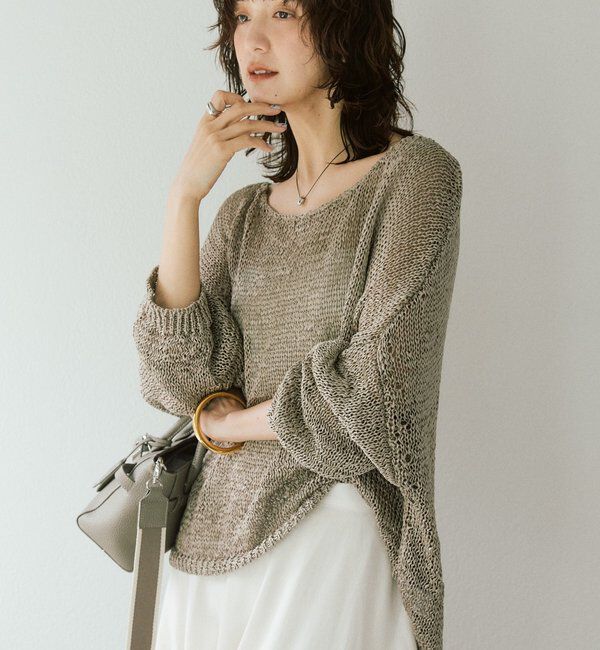  「予約【抜け感】テープヤーンボートネックニット」|ニット・セーター|