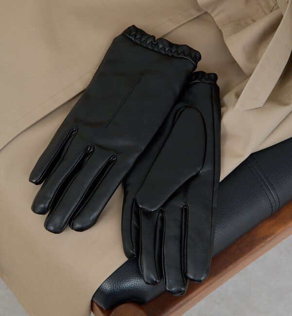  「ギャザーグローブ」|手袋|ブラック