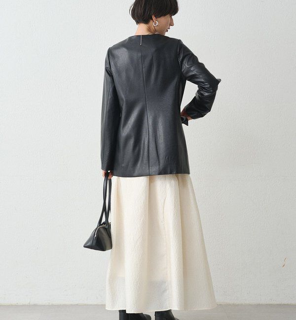  「ノーカラーフェイクレザージャケット」|ベスト・ジレ|